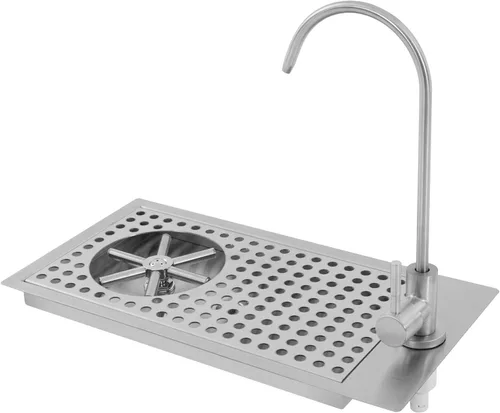 Vista 4 de Enjuagadora de vidrio con grifo, lavadora comercial de tazas para bar, limpiador de vidrio de acero inoxidable 304, enjuague de taza de encimera