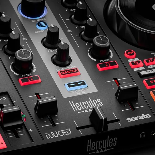 Vista 4 de Hercules DJControl Inpulse 200 MK2 - Controlador compacto para DJ con guías de luz LED, funciones mejoradas y compatibilidad con el software DJUCED