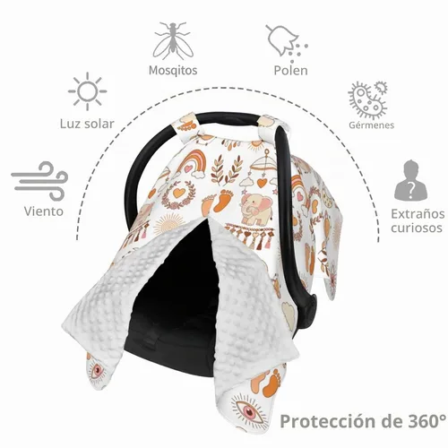Vista 5 de Cubierta de toldo bohemia para asiento de coche de bebé, cubierta de lactancia para recién nacido, accesorios bohemios para bebé cubierta