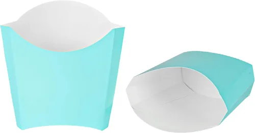Vista 34 de Restaurantware Bio Tek - Taza de papas fritas desechables de 4.7 x 3.5 x 5.1 pulgadas, 100 vasos desechables para refrigerios, papel azul y blanco