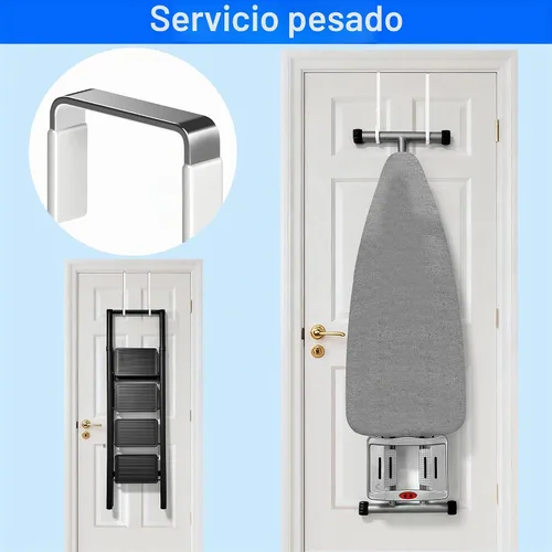 Vista 5 de Ganchos de acero largos individuales para puerta, paquete de 4