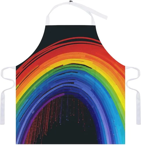 Vista 7 de Personalized Rainbow Adult Apron, Kitchen Cooking Aprons for Woman Man, Adjustable Bib Apron with Pocket for Baking, BBQ Crafting Outdoors, Dining