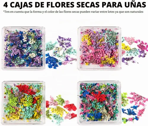 Vista 2 de 4 cajas de flores secas 3D para uñas, mini flores secas calcomanías de uñas S-055-01-04 Conjunto