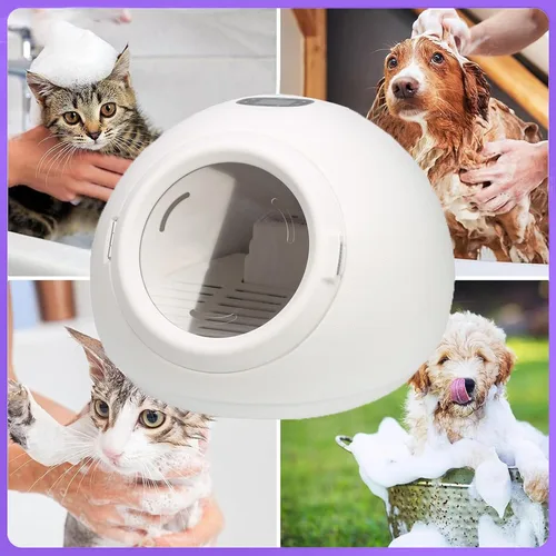 Vista 6 de Caja secadora de mascotas para gatos y perros pequeños, secador automático de pelo para perros, 360° 3D viento natural, caja de secadora automática