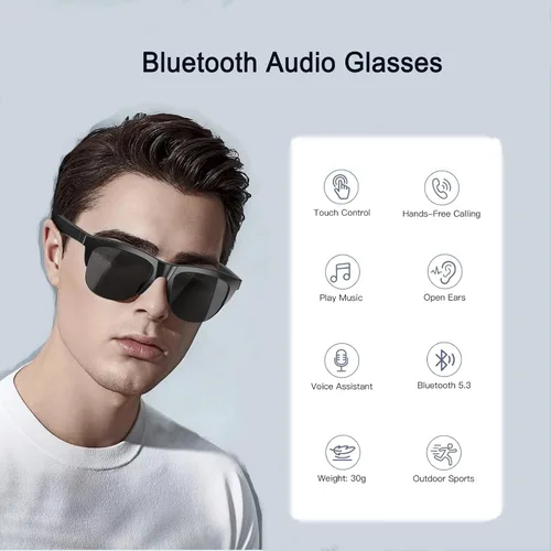 Vista 2 de F06 - Lentes de sol inteligentes con Bluetooth de oreja abierta para hombres y mujeres, 5.3 Bluetooth, control táctil, llamadas de música con lentes