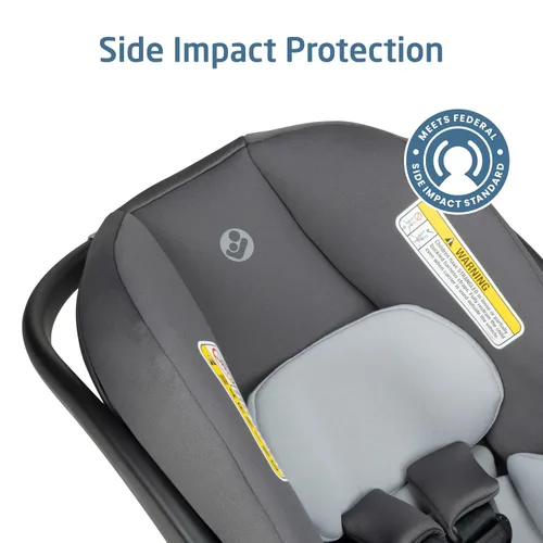 Vista 8 de Maxi-Cosi Mico Pro Asiento de automóvil infantil para bebé con base, silla ventilada, almohadilla suave para reposacabezas, pestillo de fácil