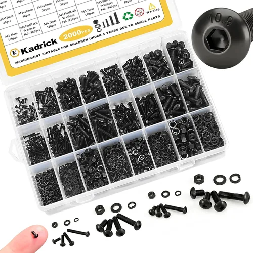 Vista 19 de Kadrick 1230 piezas de tornillos de acero inoxidable 304, surtido métrico M2 M3 M4 M5, kit de pernos de cabeza hexagonal de botón de 4mm-20mm