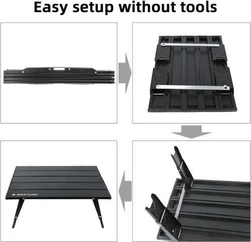 Vista 8 de Rock Cloud Mesa de Playa Plegable de Aluminio Ultraligera Ajustable en Altura, Mesa de Camping Portátil Mini