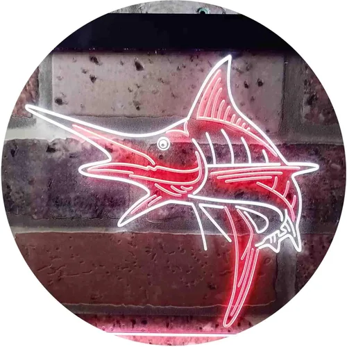 Vista 14 de ADVPRO Marlin Fish Room Man Cave Dual Color LED Neon Sign Blue & Red 12 x 8 Inches st6s32-i3723-br