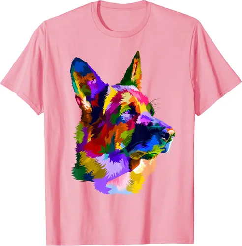 Vista 110 de Camiseta con retrato de pastor alemán para dueños de perros, Negro, S