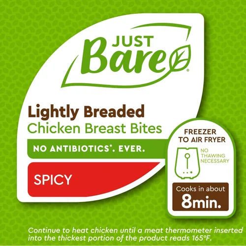 Vista 6 de Just Bare® Pechugas de pollo ligeramente empanadas y picantes Totalmente cocinadas 16 G de proteína Congeladas 1.50 LB