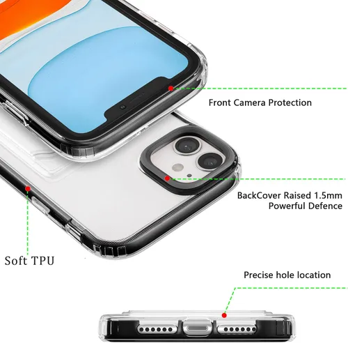 Vista 6 de ZCDAYE Funda transparente para iPhone 12 (6.1 pulgadas), funda delgada suave TPU a prueba de golpes con tarjetero - Negro