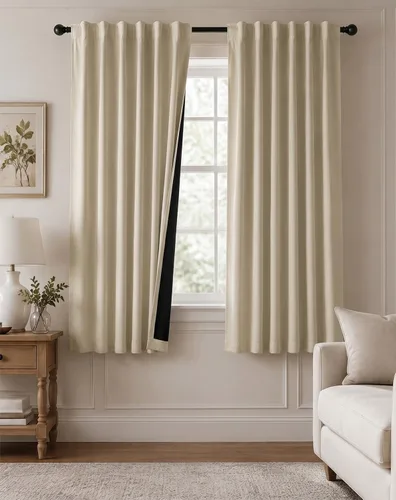 Vista 18 de PONY DANCE Cortinas opacas 100% cortas de 24 pulgadas de largo, medias cortinas con aislamiento térmico para ventanas pequeñas con parte trasera