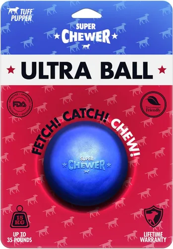 Vista 6 de SuperChewer - Pelota de juguete resistente para perros, reemplazo de por vida, goma natural fuerte, gran juguete para buscar perros, juguetes