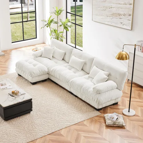 Vista 11 de Otomana beige para sofá modular modular, sofá individual, asiento otomano para sofá modular convertible, sofás de terciopelo para sala de estar