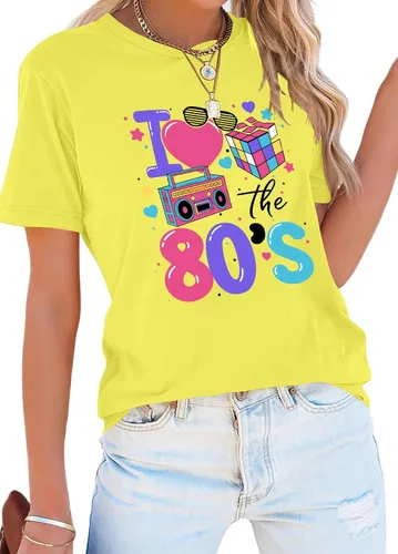 Vista 2 de 80's Shirts for Women 80s Neon Music Graphic T-Shirt Hip Hop 80S Party Outfits Girls I Love The 80's T-Shirt