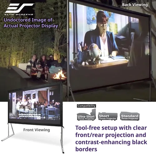 Vista 2 de Pantalla para proyector al aire libre con soporte 16:9, 8K 4K Ultra HD 3D, plegable y rápida YardMaster 2 Dual Proyección delantera y trasera