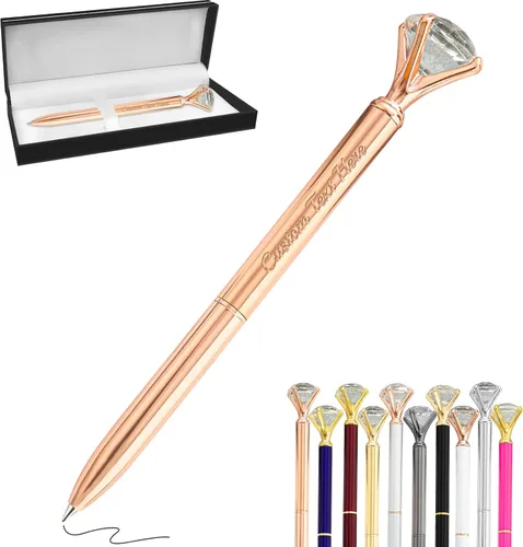 Vista 78 de Aolun 10 bolígrafos de diamantes con cristal personalizados a granel, bolígrafo de metal personalizado con nombre grabado, regalos de texto
