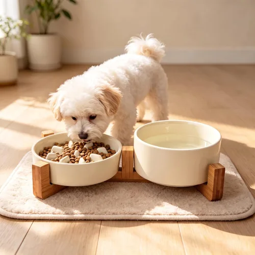 Vista 7 de Tazón elevado para perros de alimentación lenta, juego de cuencos de agua