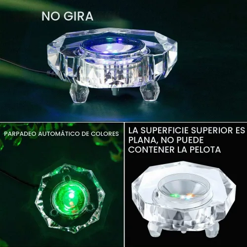 Vista 2 de IFOLAINA Base de luz LED de cristal para exhibición 3D - Pedestal para figuritas de arte de vidrio - Soporte multicolor - Cambio de color - Con