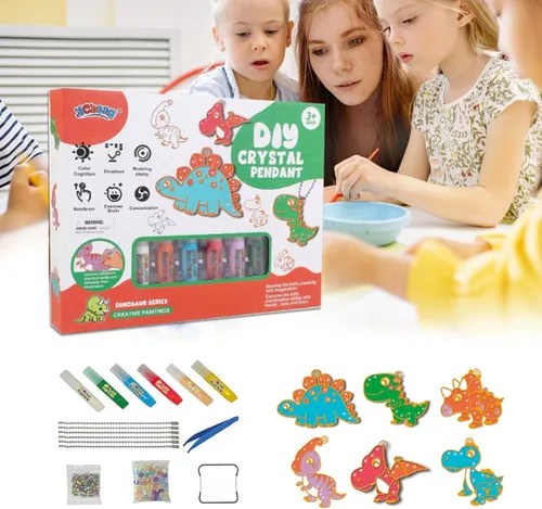 Vista 6 de Juego de manualidades y manualidades de pintura de cristal, kit de colgante de cristal para bricolaje, arte de pintura de ventana, kit de colgante
