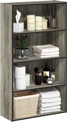Vista 24 de Furinno LUDER - Estantería de libros, estantería moderna de 2 niveles, estantería abierta de 9 x 16 x 21, para sala de estar, dormitorio, oficina