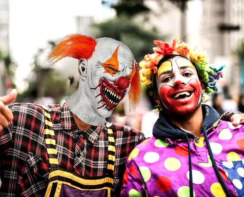 Vista 6 de Clown Joker Mask Scary Evil Funny Clown Costume Horror Latex Masks Halloween Carnival Costume Party Adult