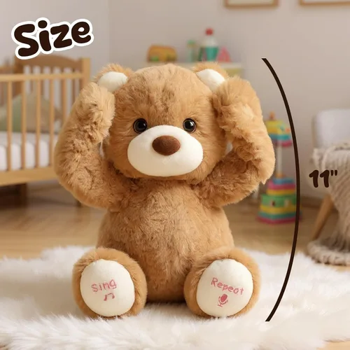 Vista 3 de Hopearl Oso de Peluche Interactivo Peek A Boo Repite lo que Dices Oso de Peluche Musical que Canta y Habla Animal de Peluche Adorable Eléctrico
