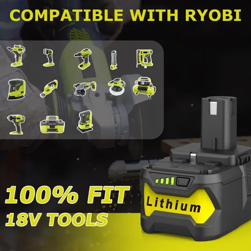 Vista 9 de Powilling Paquete de 2 baterías de repuesto de 8.0Ah 18V para batería de litio Ryobi 18V P102 P103 P105 P107 P108 P109 con cargador de batería P117