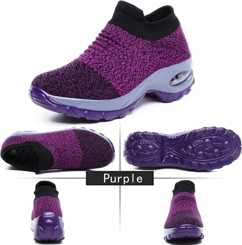 Vista 2 de Hahafash - Zapatillas de deporte para mujer, de malla, cómodas, con plataforma de cojín de aire, zapatos de tenis