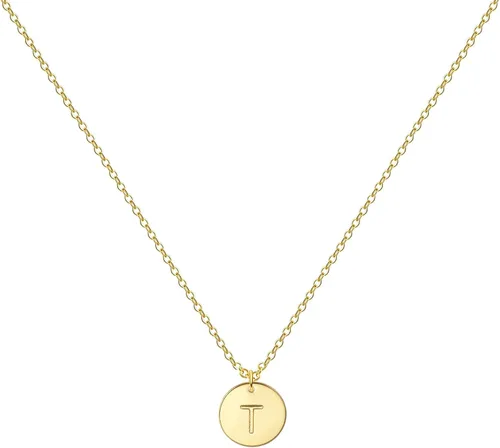 Vista 15 de Collar personalizado con inicial, chapado en oro de 18 quilates, de acero inoxidable, con dije de moneda, collar con dije de letra memorable
