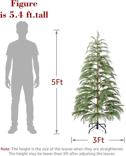 Vista 4 de BOLUO Árbol de Navidad de 5 pies con luces, árbol de ciprés artificial