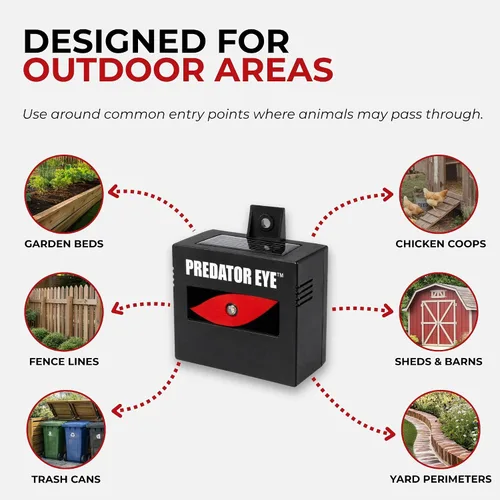 Vista 4 de Predator Eye–Aspectek–Ahuyentador nocturno de animales a energía solar, 2 unidades, resistente al agua, control de animales, animales nocturnos, uso