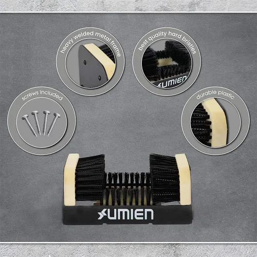 Vista 2 de Umien Cepillo limpiador de zapatos juego de cepillos de limpieza plegables con fregador, raspador, ideal para botas, uso al aire libre y más