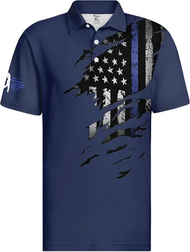 Vista 3 de PAGYMO Camisetas de golf divertidas para hombre, diseño de impresión loca Aop-polo-06361