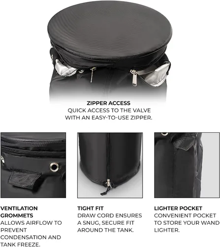 Vista 7 de Outland Firebowl. Funda para tanque de propano de 740, resistente a la intemperie, con función de mesa, para tanque estándar de 20 Libras.