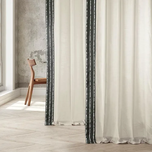 Vista 3 de HPD Half Price Drapes Cortinas de algodón sólido con bordes para dormitorio y sala de estar, 50 x 108, DTCC-SB220601-108 (1 panel) Sharkskin Black