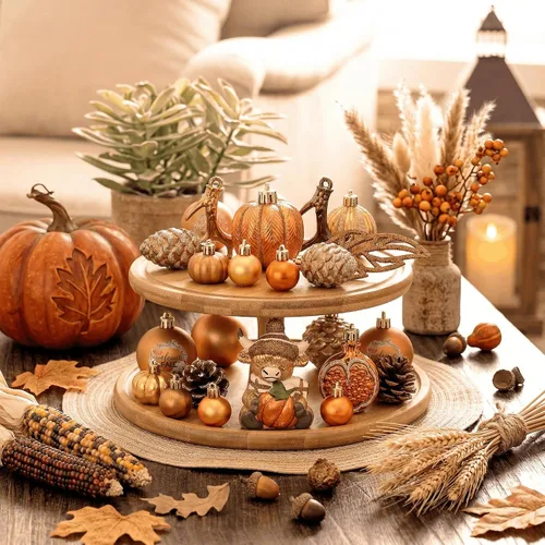 Vista 3 de Valery Madelyn 30ct Fall Ornaments Tree Decorations Shatterproof Home Decor Fall Crafts Autumn Thanksgiving Christmas Tree Decorations Ornaments