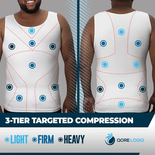 Vista 5 de QORE LOGIQ Gynecomastia - Camisas de compresión para hombre, camiseta sin mangas adelgazante, moldeador de cuerpo, fajas para hombres, brasier