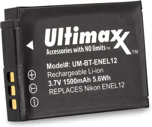 Vista 2 de Ultimaxx Cargador de viaje rápido y 2 baterías EN-EL12 (1500 mAh) para Nikon COOLPIX A1000 B600 W300 A900 AW100 AW110 AW120 AW130 S6300 S8100 S8200