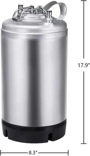 Vista 2 de Barril de acero inoxidable con cerradura de bola de 3 galones, barril de cerveza con una sola manija para barril, cerveza casera y cerveza artesanal