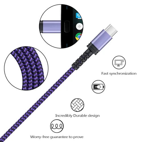 Vista 5 de Cable de carga C tipo USB C, cable Android de 6 pies, paquete de 2 para Samsung Galaxy A13 A14 A54 A53 A01 A12 S22 S21 S20 S23 A11 A22 A52 A53 A32