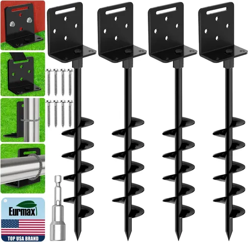Vista 17 de Anclajes de suelo Eurmax USA Anclajes de trampolines con tornillo para vientos fuertes Estacas de tienda de campaña de alta resistencia Anclajes