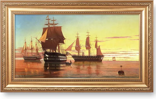 Vista 41 de A&T ARTWORK A Brisk Breeze por Willem van de velde Reproducciones de pintura de velero, impresiones en lienzo giclée para decoración del hogar, 20 x