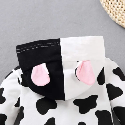 Vista 5 de Enterizo de manga larga para bebé overol de manga larga con estampado de vaca lechera ropa con capucha