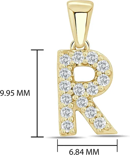Vista 16 de Collar colgante con letra inicial de diamantes en oro amarillo de 14k (1/10 quilates) 18 pulgadas