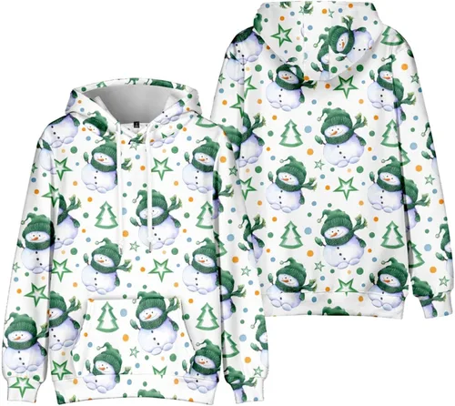 Vista 2 de Men Christmas Hoodie Oversized Cotton Light Weight Graphic Ugly Christmas Sweatshirt Loose Heated Pullover