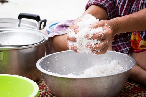 Vista 5 de Mooninja Rallador de coco Raspador Triturador Cabeza de hoja plana Pequeño Utensilios Manual Máquina Cuchillo para Alimentos Molinillo de Mano
