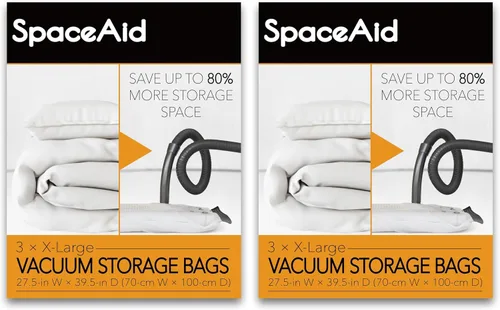 Vista 14 de Bolsas de almacenamiento al vacío SpaceAid, bolsas compresoras selladoras de ahorro de espacio para edredones, cobijas, almohadas, ropa de cama