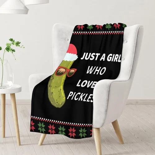 Vista 2 de Manta de regalo de Pickle, manta divertida de 30 x 40 pulgadas para adultos y niños, ligera, afelpada, suave, acogedora, cálida, mantas de franela